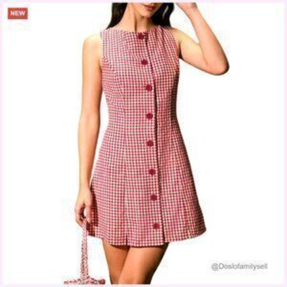 Dresses & Skirts - Summer Mini Plaid Tank Dress Sleeveless Button Up Bodycon Cocktail Party